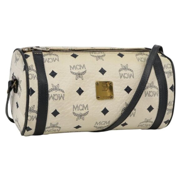 MCM Vicetos Logogram Shoulder Bag PVC Leather White Auth - Picture 2 of 16